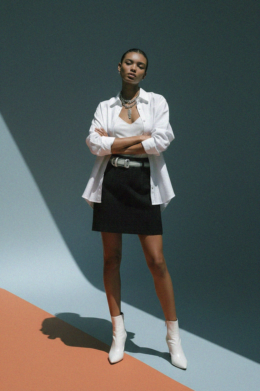 Textured Black Mini Skirt zdjęcie 3
