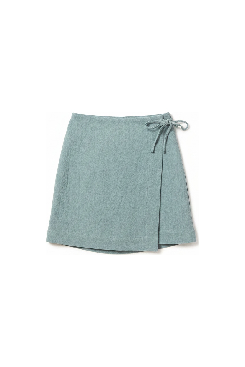 Textured Wrap Mini Skirt in Blue zdjęcie 1