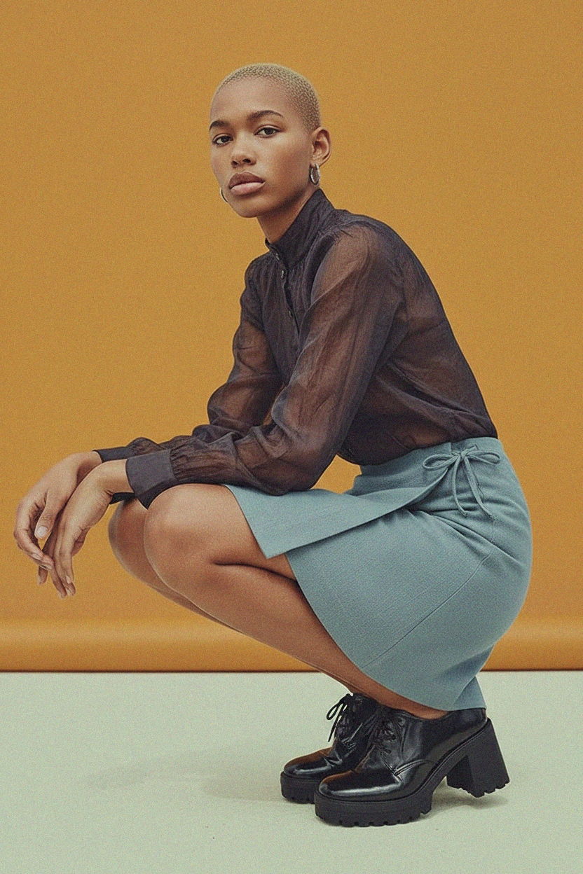 Textured Wrap Mini Skirt in Blue zdjęcie 2
