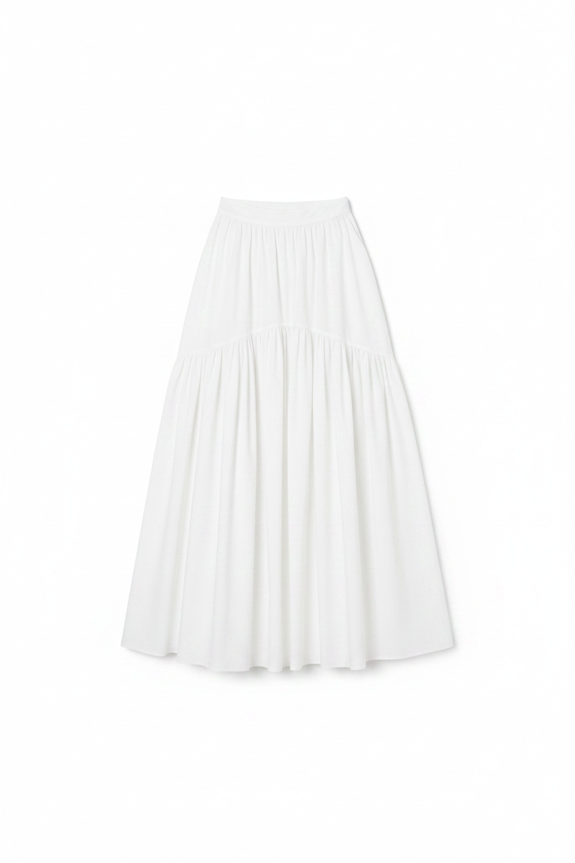 Flowy White Tiered Maxi Skirt zdjęcie 1