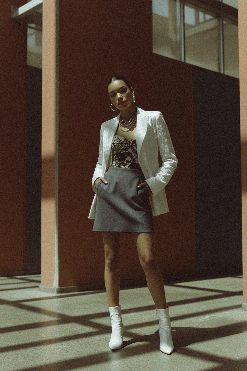 Sleek Grey Mini Skirt zdjęcie 2