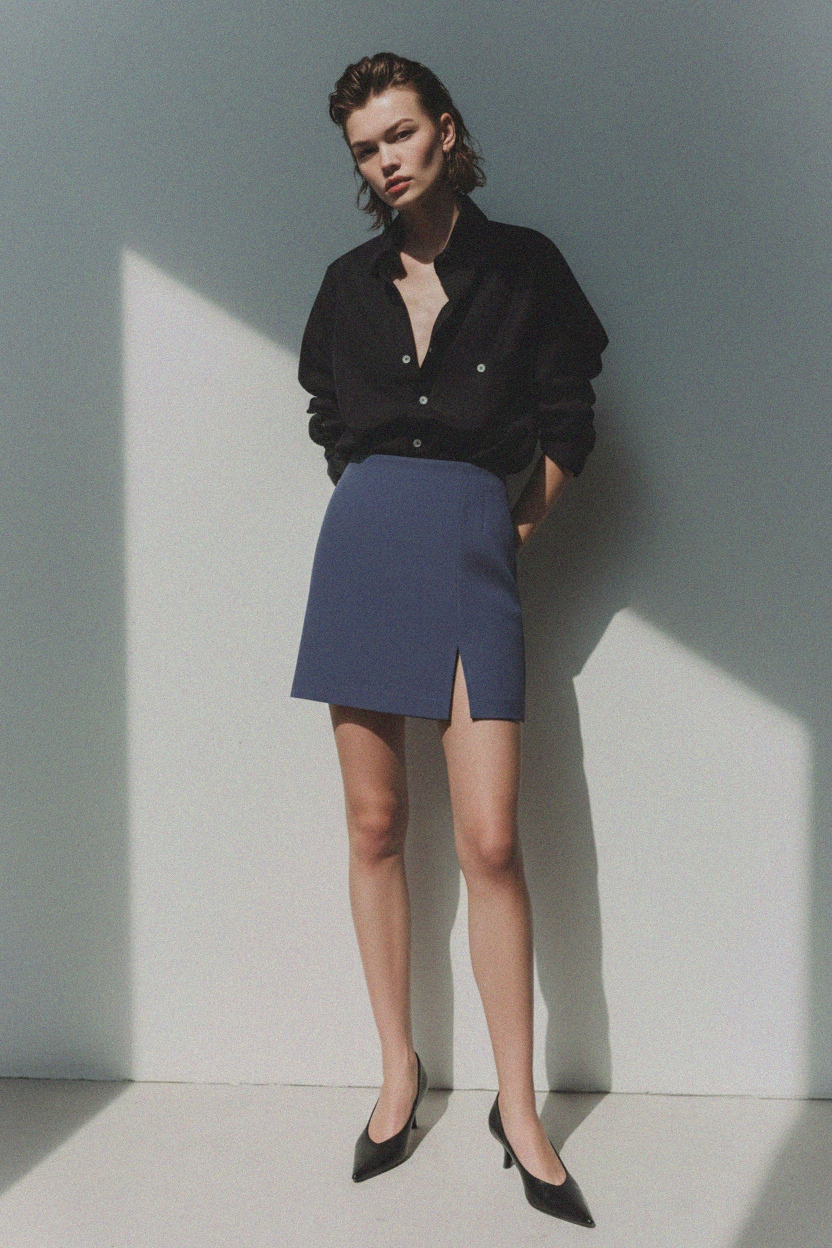 Chic Mini Skirt with Front Slit Detail zdjęcie 2