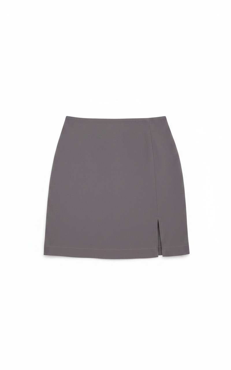 Stylish Grey Mini Skirt with Side Slit zdjęcie 1