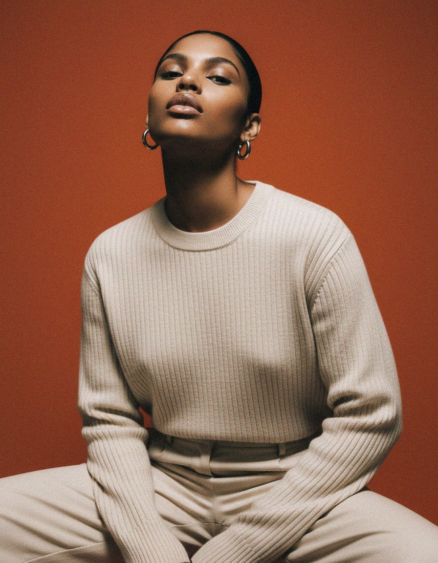 Ribbed Knit Crew Neck Sweater zdjęcie 4