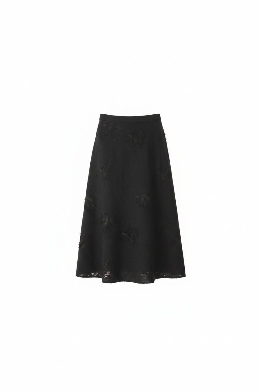 Black Textured Midi Skirt zdjęcie 1