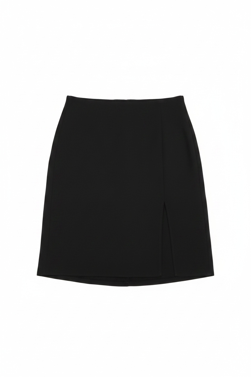 Black Mini Skirt with High Side Slit zdjęcie 1