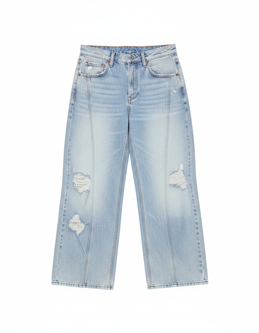 Oversize Distressed Wide-Leg Denim Pants zdjęcie 1