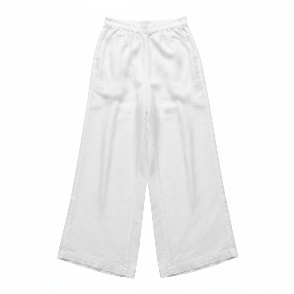 Flowy White Linen Wide-Leg Pants zdjęcie 1