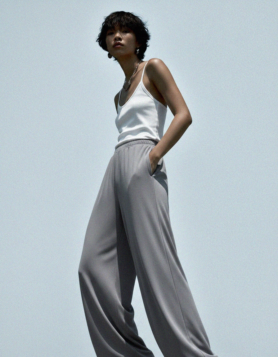 Relaxed Fit Wide-Leg Grey Pants zdjęcie 2