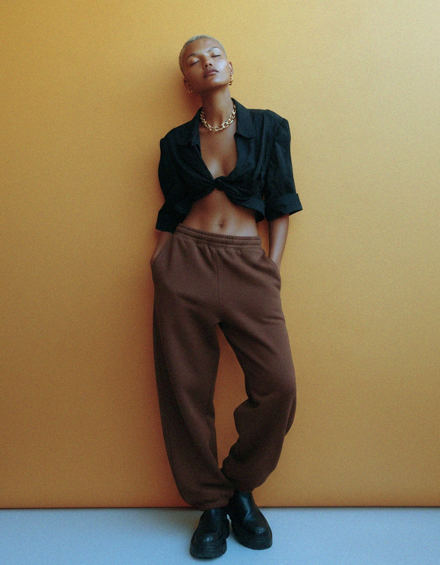 Oversize Brown Sweatpants with Elastic Cuffs zdjęcie 2