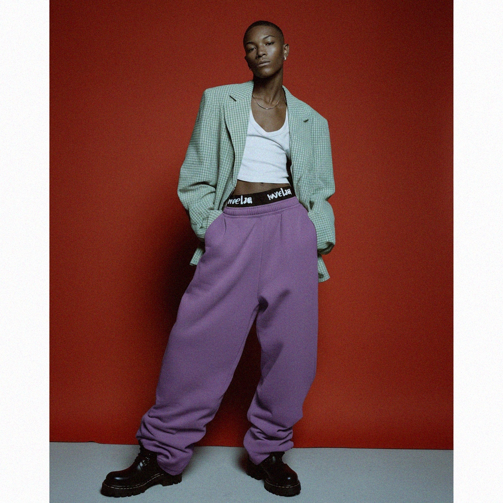 Purple Oversize Cuffed Jogger Pants zdjęcie 2