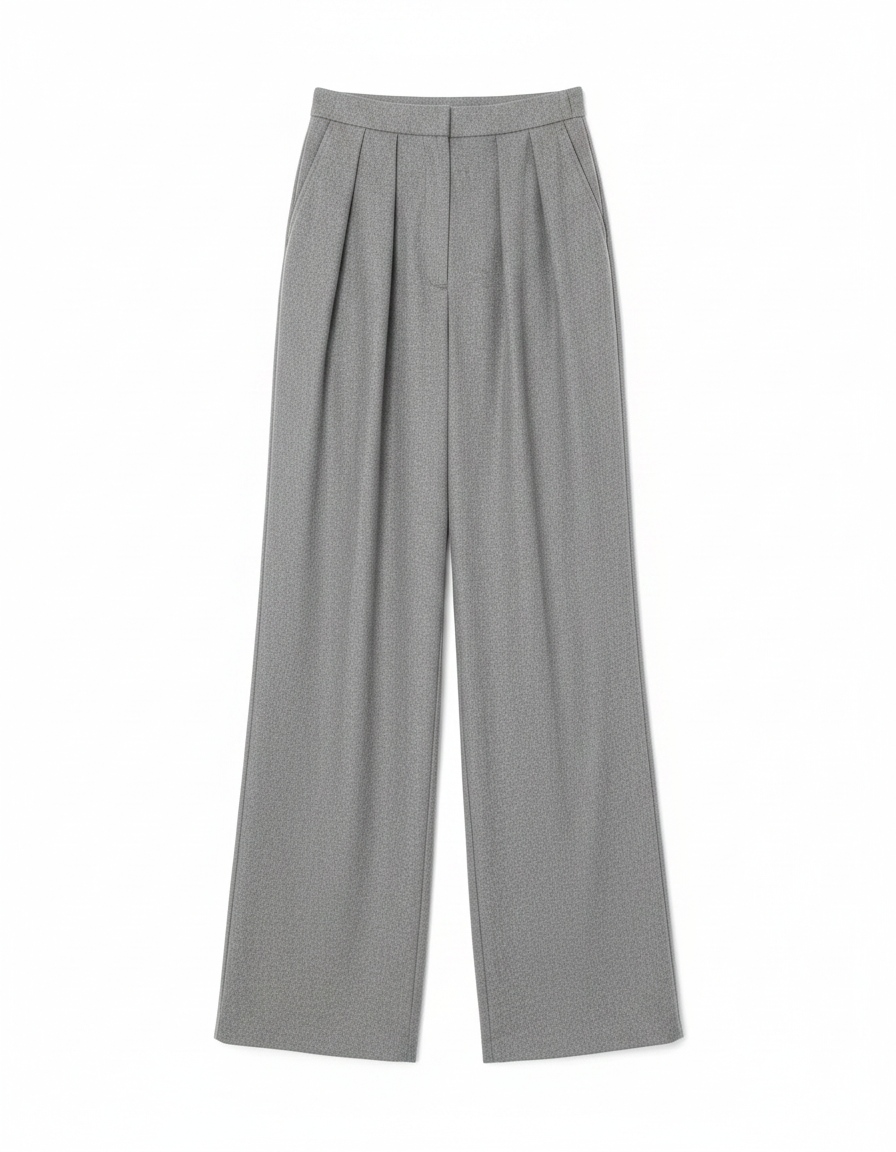 Relaxed Fit Wide Leg Grey Trousers zdjęcie 1