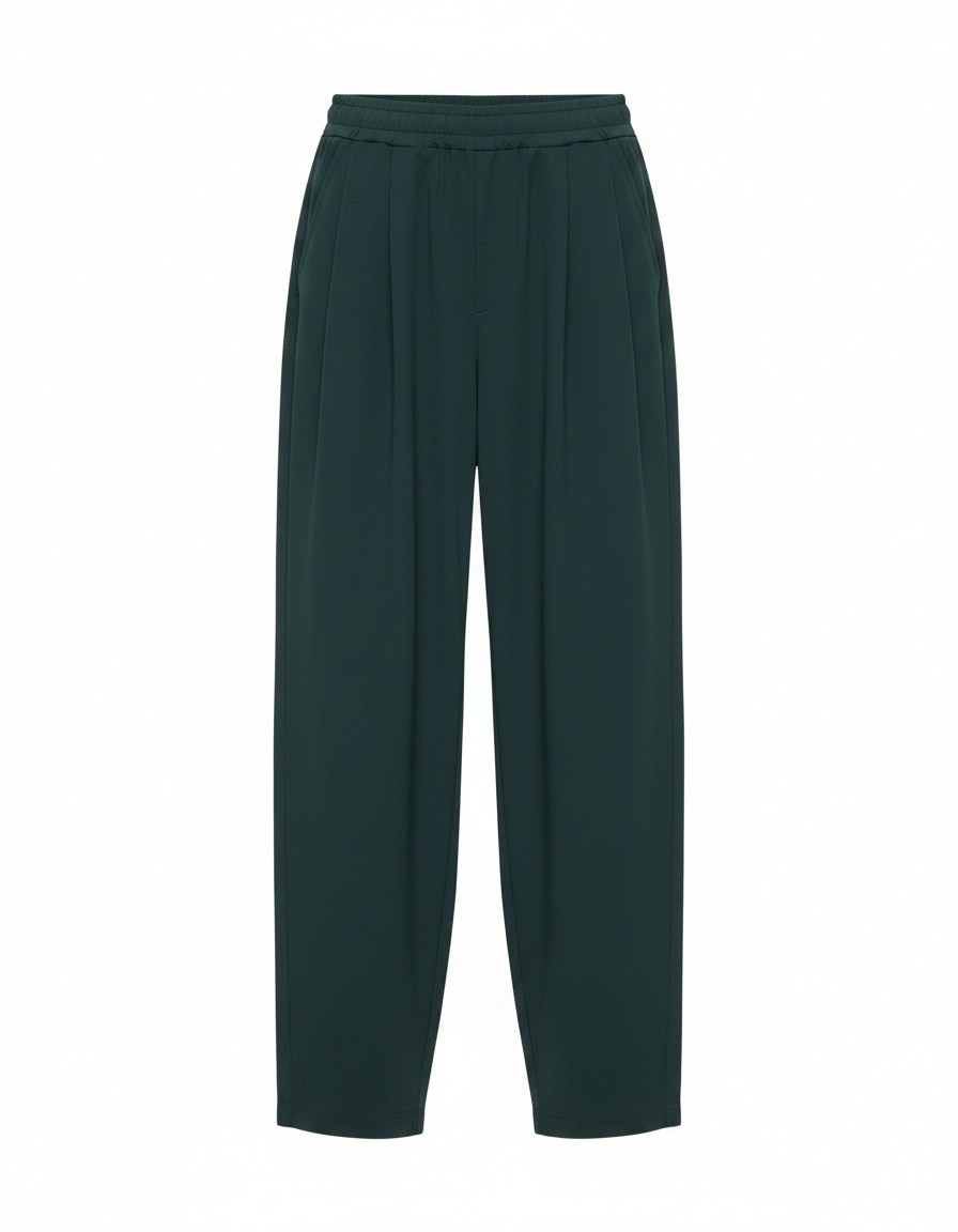 Relaxed Fit Wide-Leg Dark Green Pants zdjęcie 1