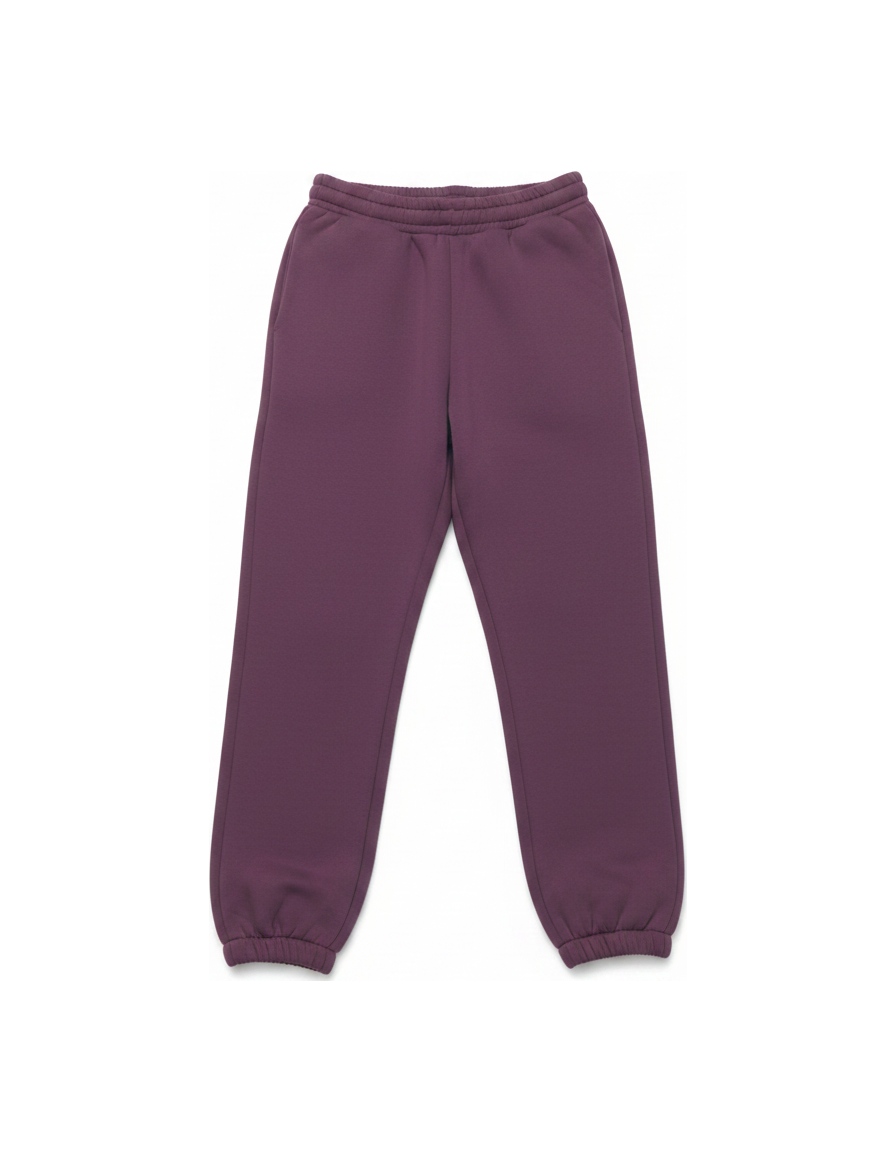 Relaxed Fit Purple Fleece Sweatpants with Cuffed Ankles zdjęcie 1
