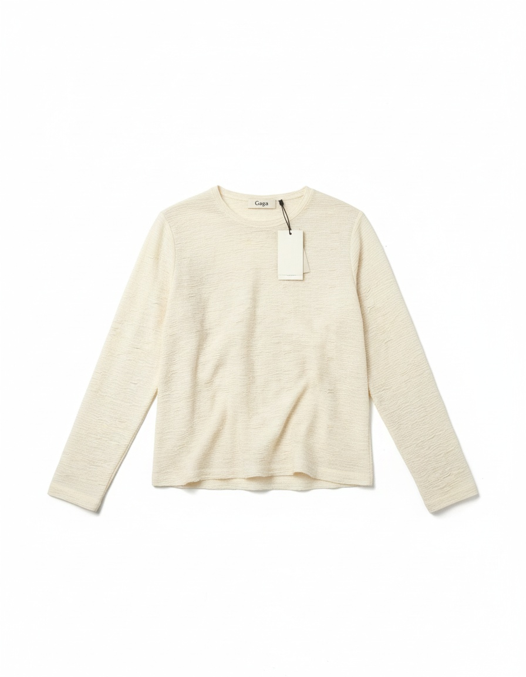Cream Textured Long-Sleeve Blouse zdjęcie 1