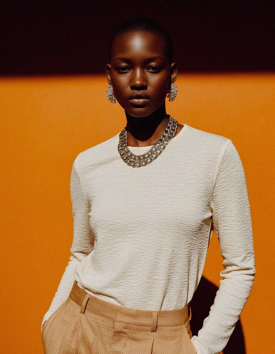 Cream Textured Long-Sleeve Blouse zdjęcie 3