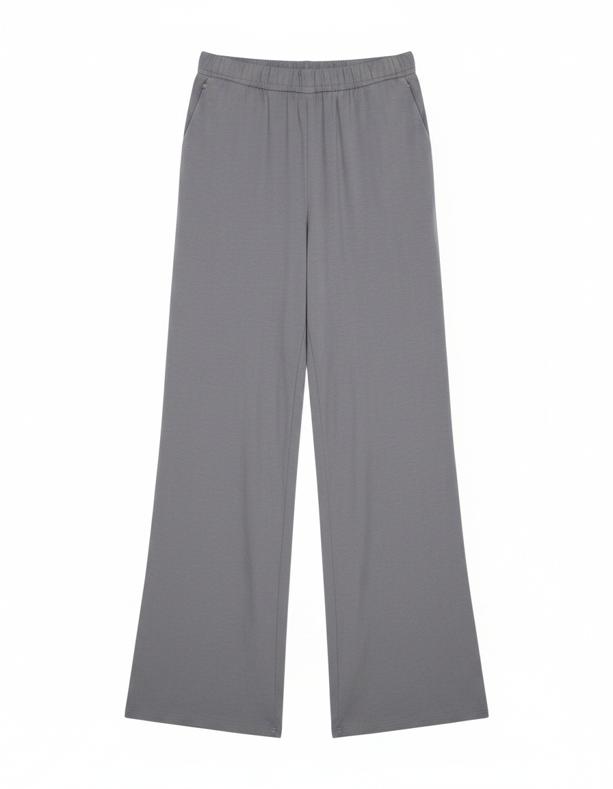 Grey Wide Leg Relaxed Fit Pants zdjęcie 1