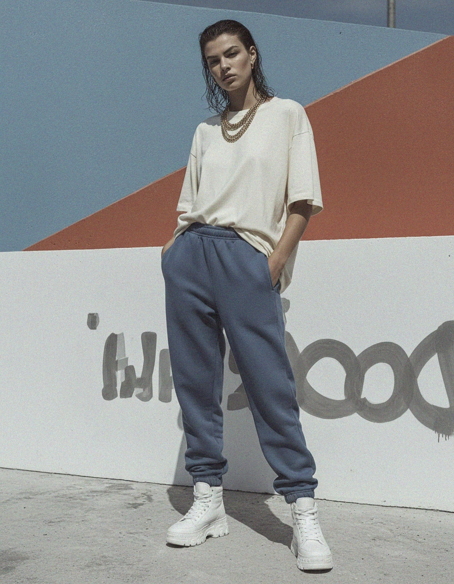 Comfortable Blue Regular Fit Sweatpants zdjęcie 2