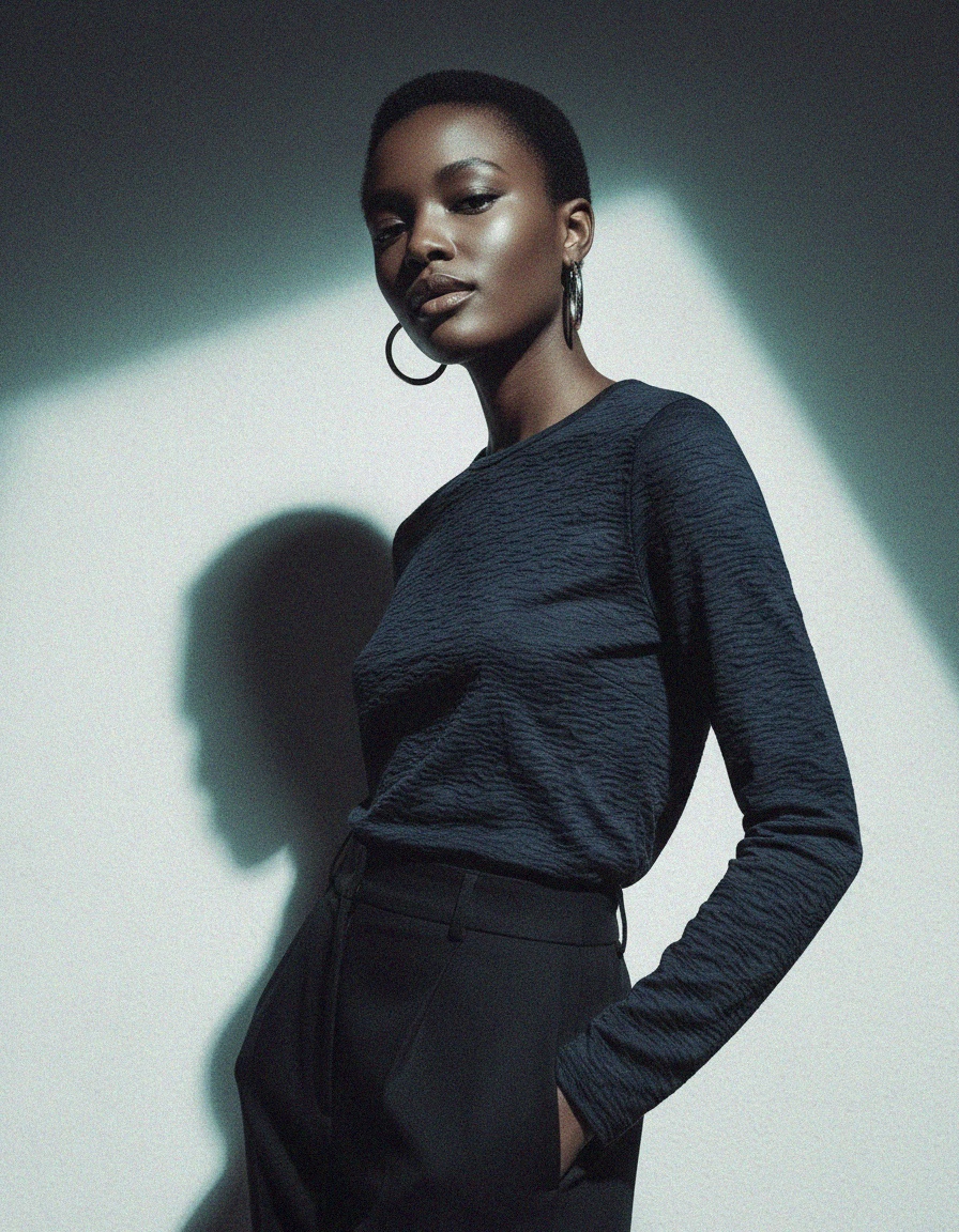 Textured Wave Pattern Long-Sleeve Top zdjęcie 3