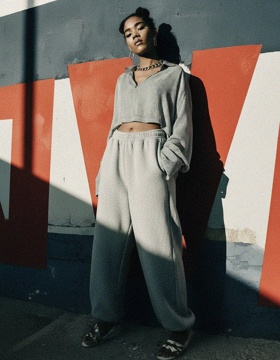 Relaxed Fit Grey Fleece Jogger Pants zdjęcie 2