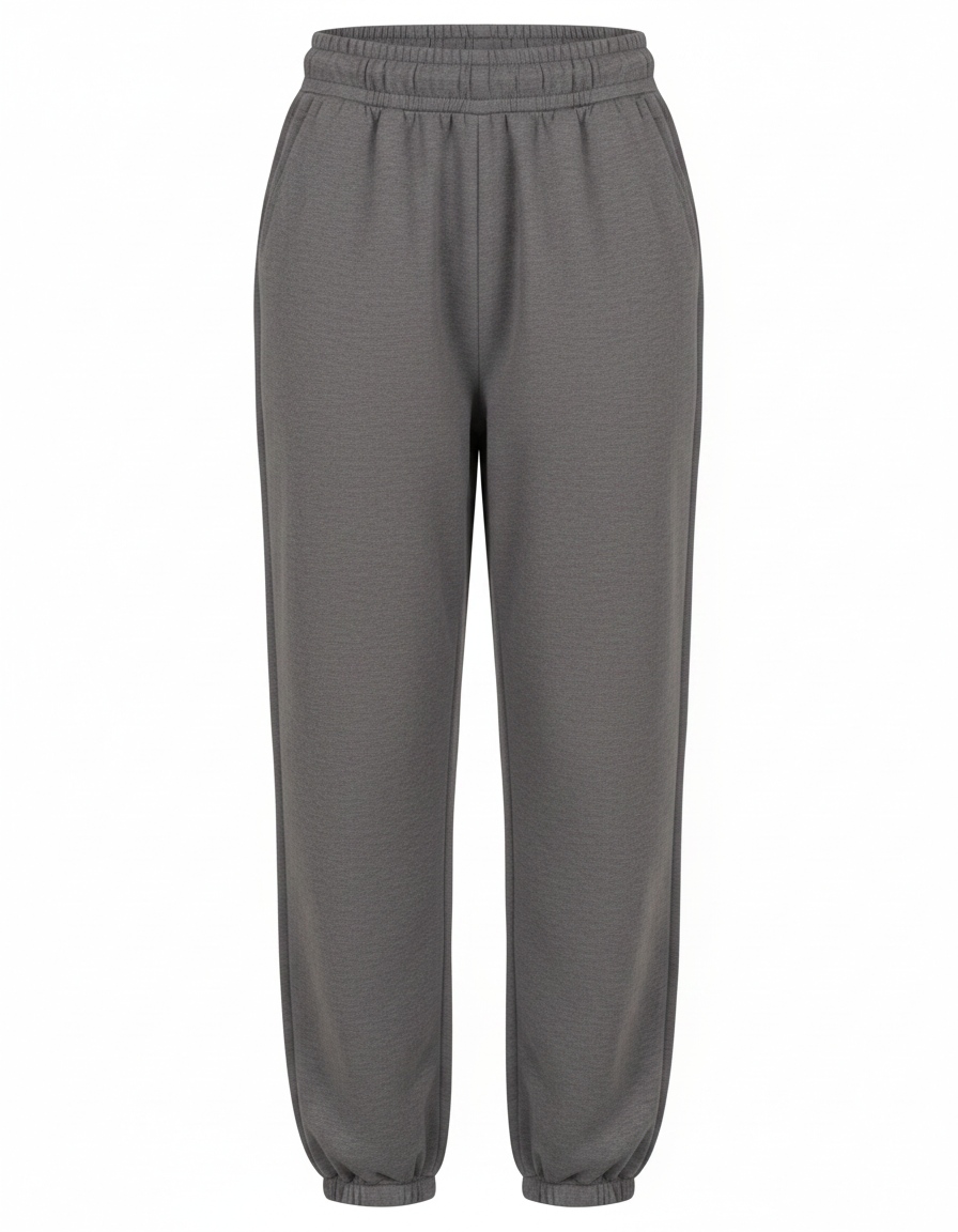Grey Elastic Waist Cuffed Jogger Pants zdjęcie 1