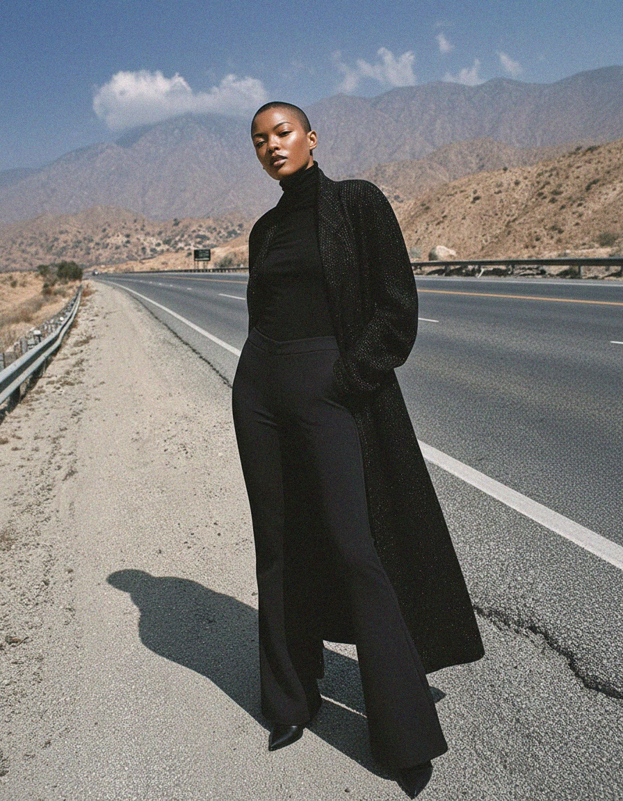 Sleek Black Flared Pants zdjęcie 2