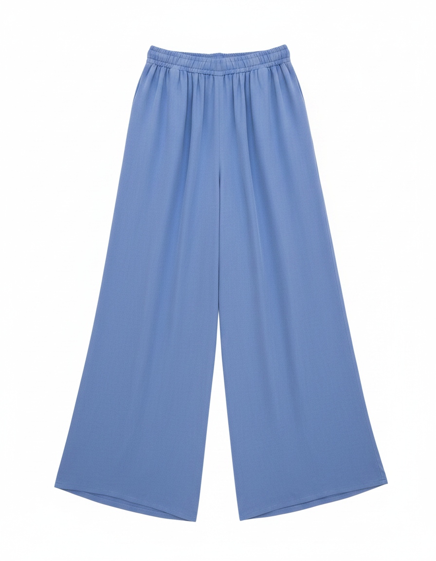 Flowy Blue Wide-Leg Regular Pants zdjęcie 1