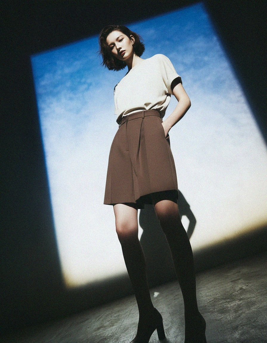 Tailored Pleated Brown Shorts zdjęcie 2