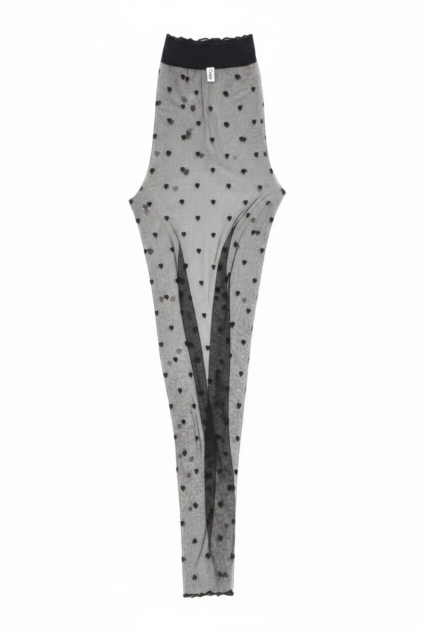Chic Black Sheer Heart Tights zdjęcie 1