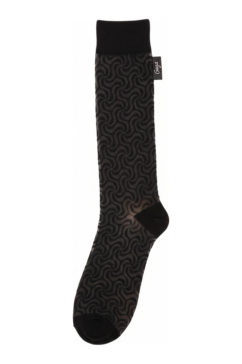 Black Swirl Pattern Sheer Knee-High Socks zdjęcie 1