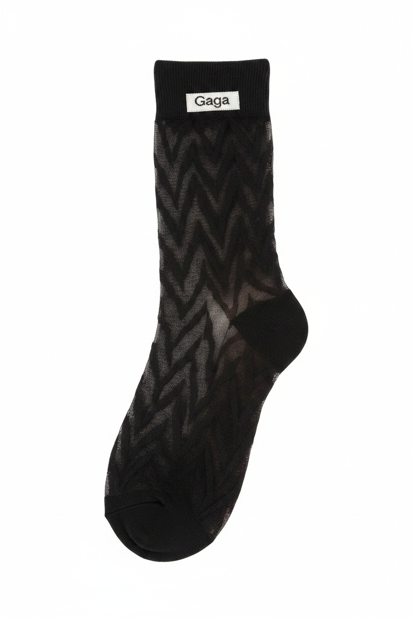 Black Chevron Sheer Ankle Socks zdjęcie 1