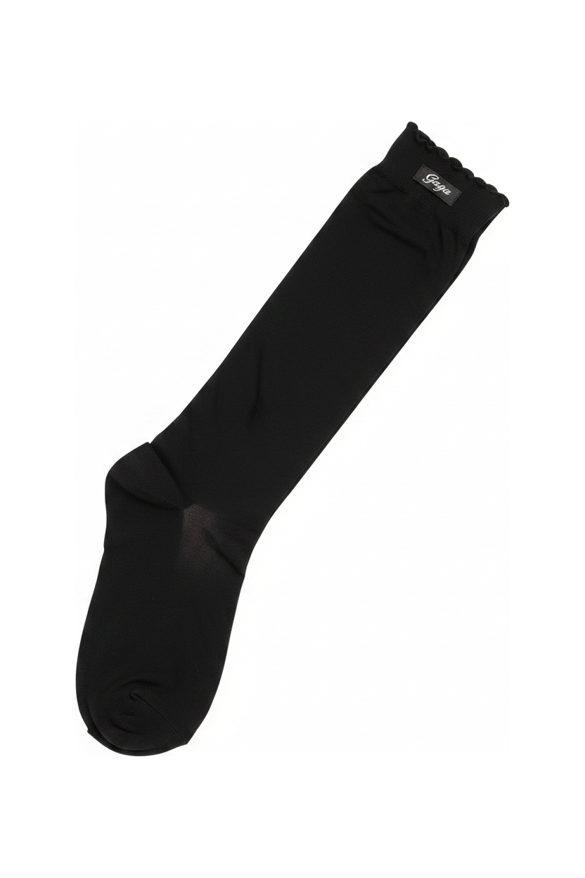 Black Sheer Knee-High Socks with Ruffled Top zdjęcie 1