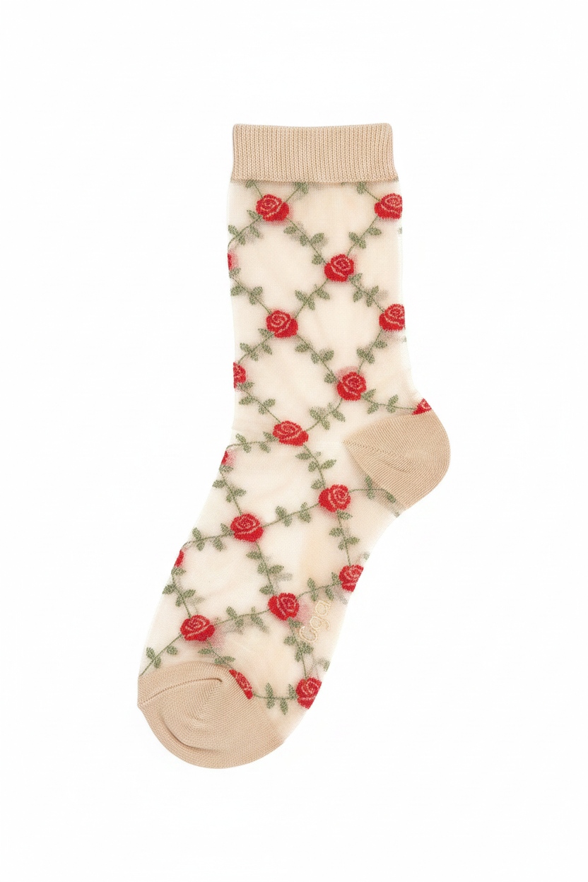 Sheer Floral Ankle Socks zdjęcie 1