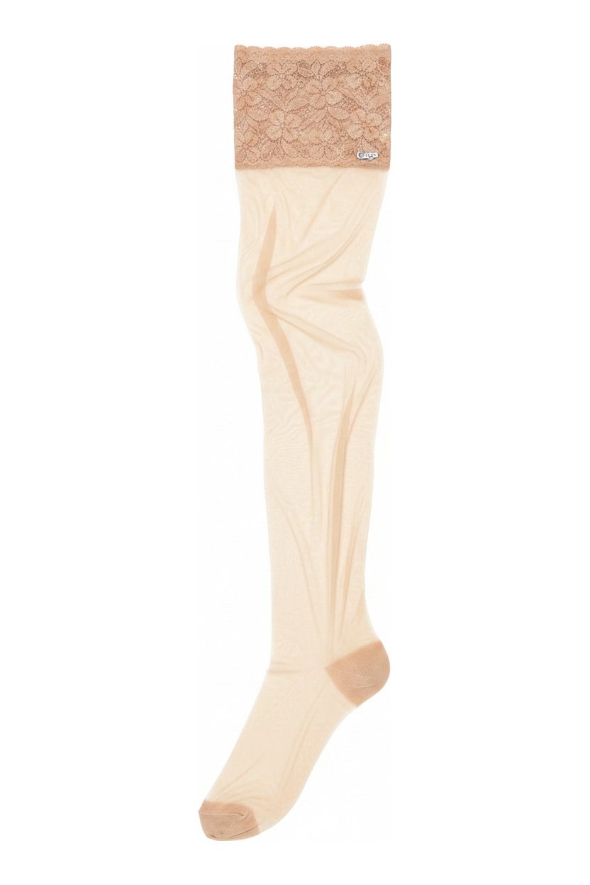 Sheer Hold-Up Stockings with Floral Lace Top zdjęcie 1