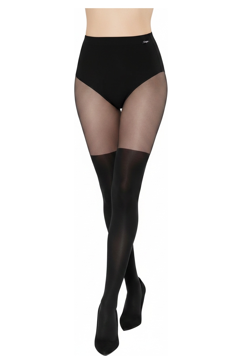 Black Sheer-to-Opaque High Waist Tights zdjęcie 1
