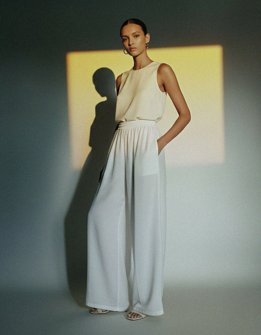 Flowy White Wide Leg Pants zdjęcie 2