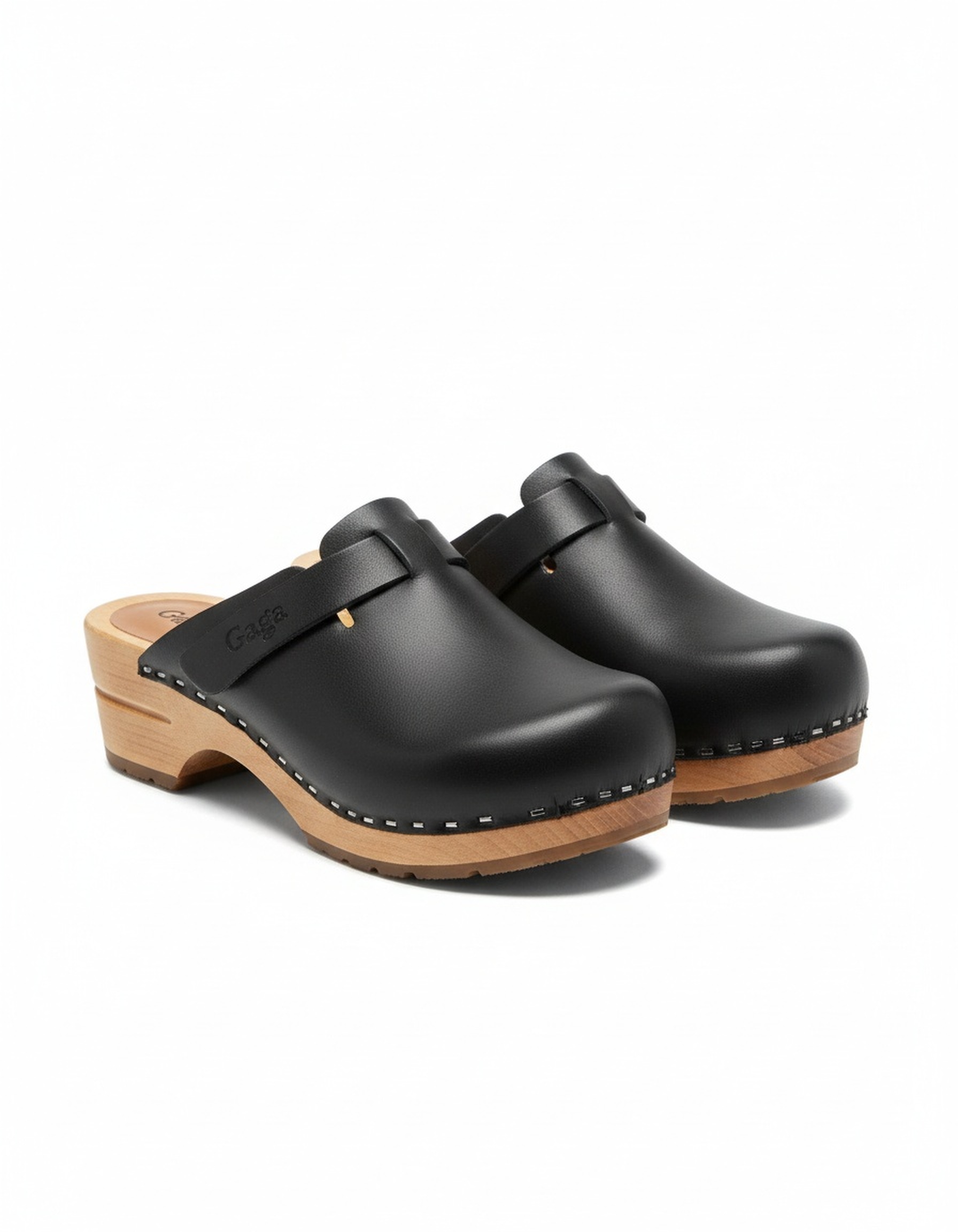 Classic Black Clogs with Wood Sole zdjęcie 1