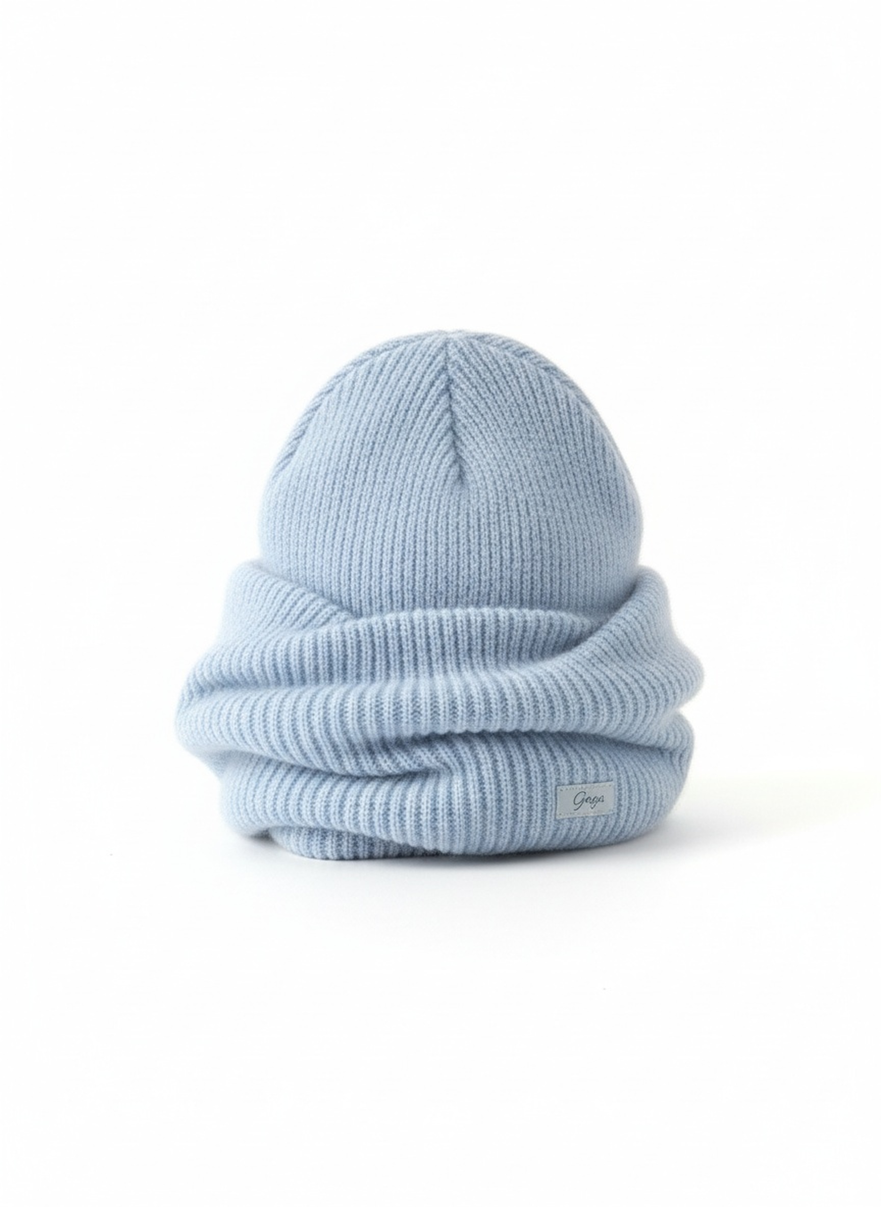 Soft Ribbed Knit Beanie in Light Blue zdjęcie 1