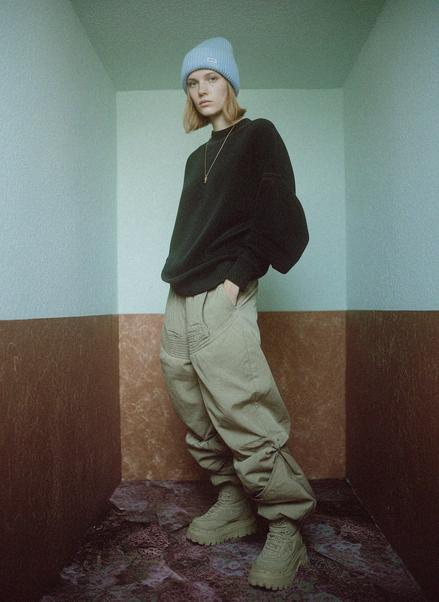 Soft Ribbed Knit Beanie in Light Blue zdjęcie 3