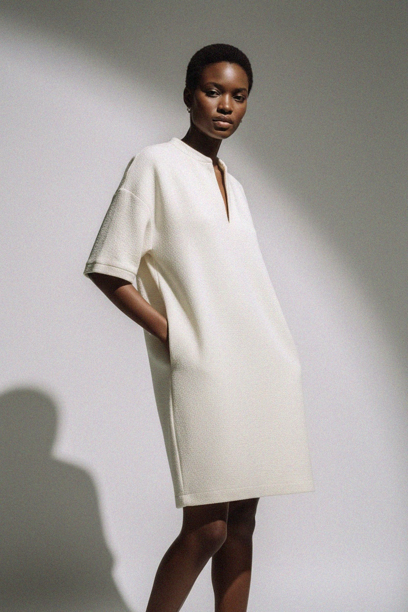 Luźna sukienka mini z krótkim rękawem zdjęcie 3