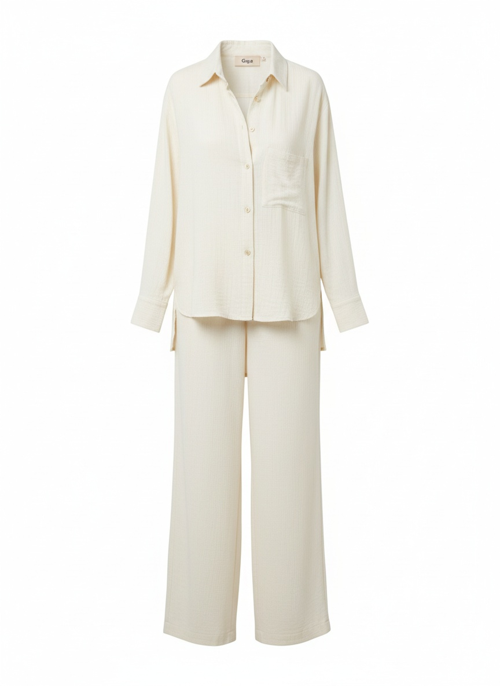 Chic Relaxed Fit Two-Piece Shirt and Pant Set zdjęcie 1