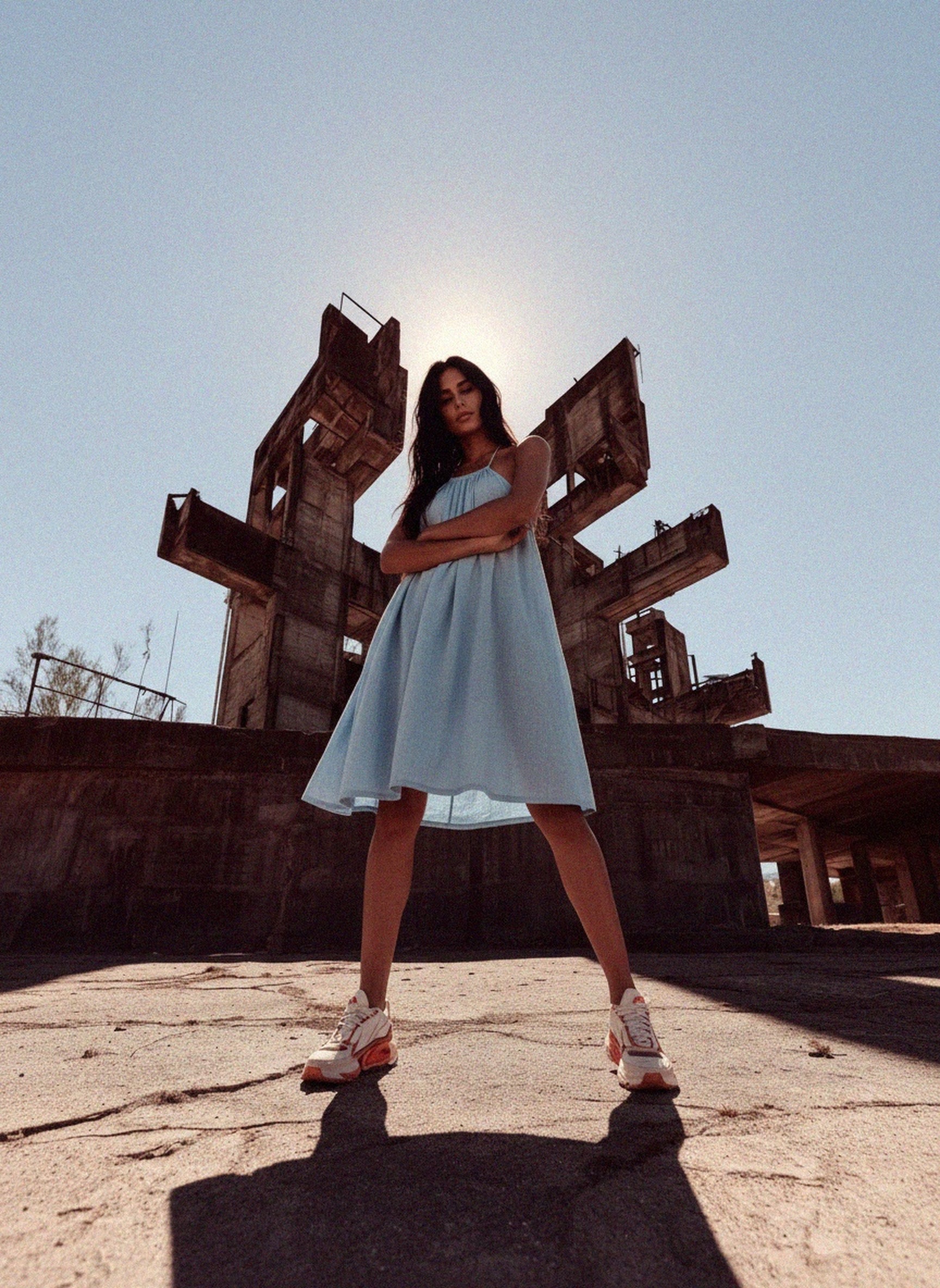 Flowy Light Blue Mini Dress zdjęcie 2