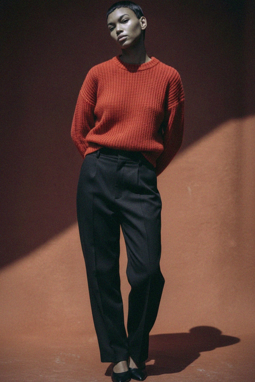 Cozy Red Knit Pullover Sweater zdjęcie 3