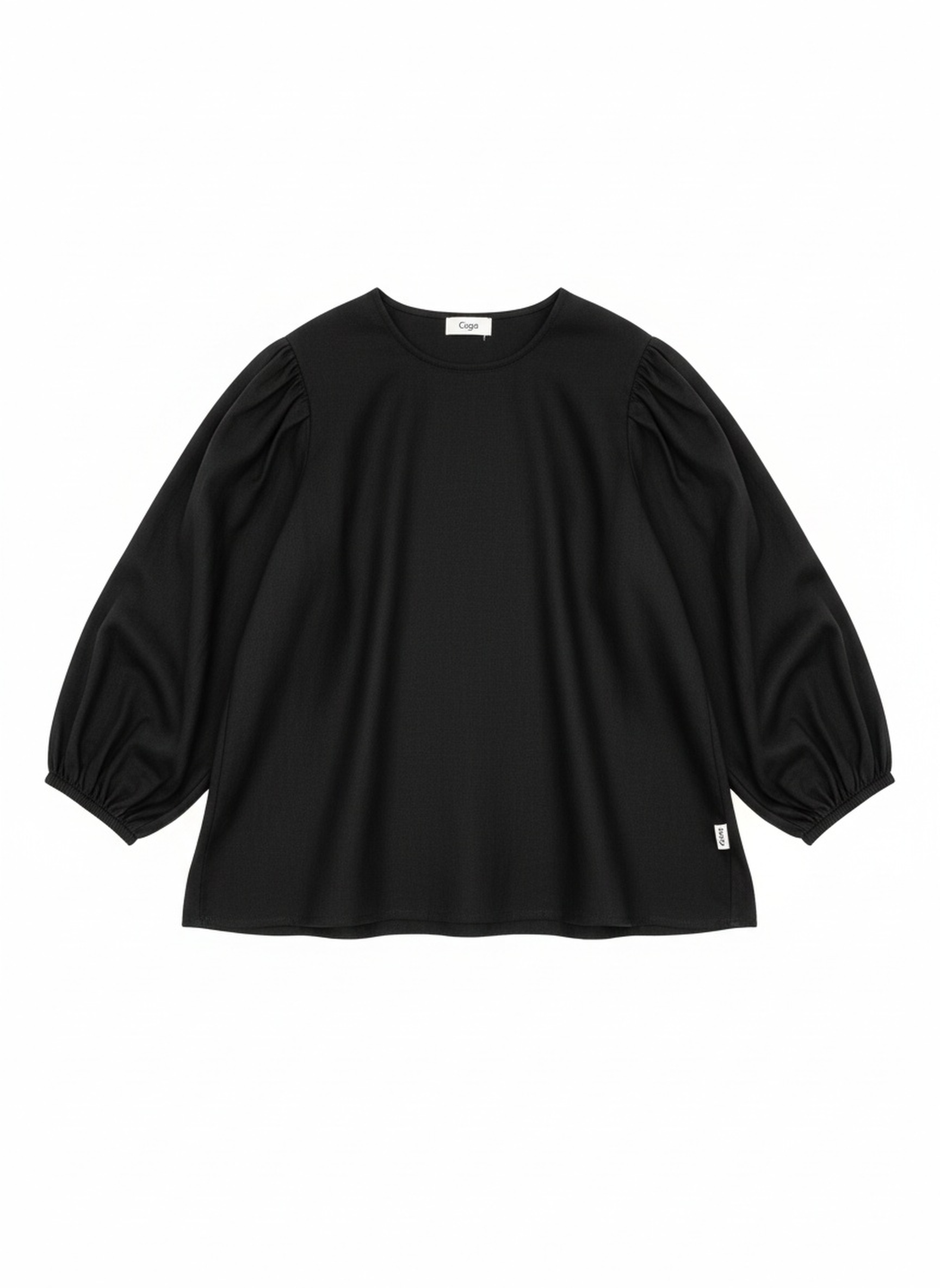 Stylish Black Blouse with Puffed Sleeves zdjęcie 1