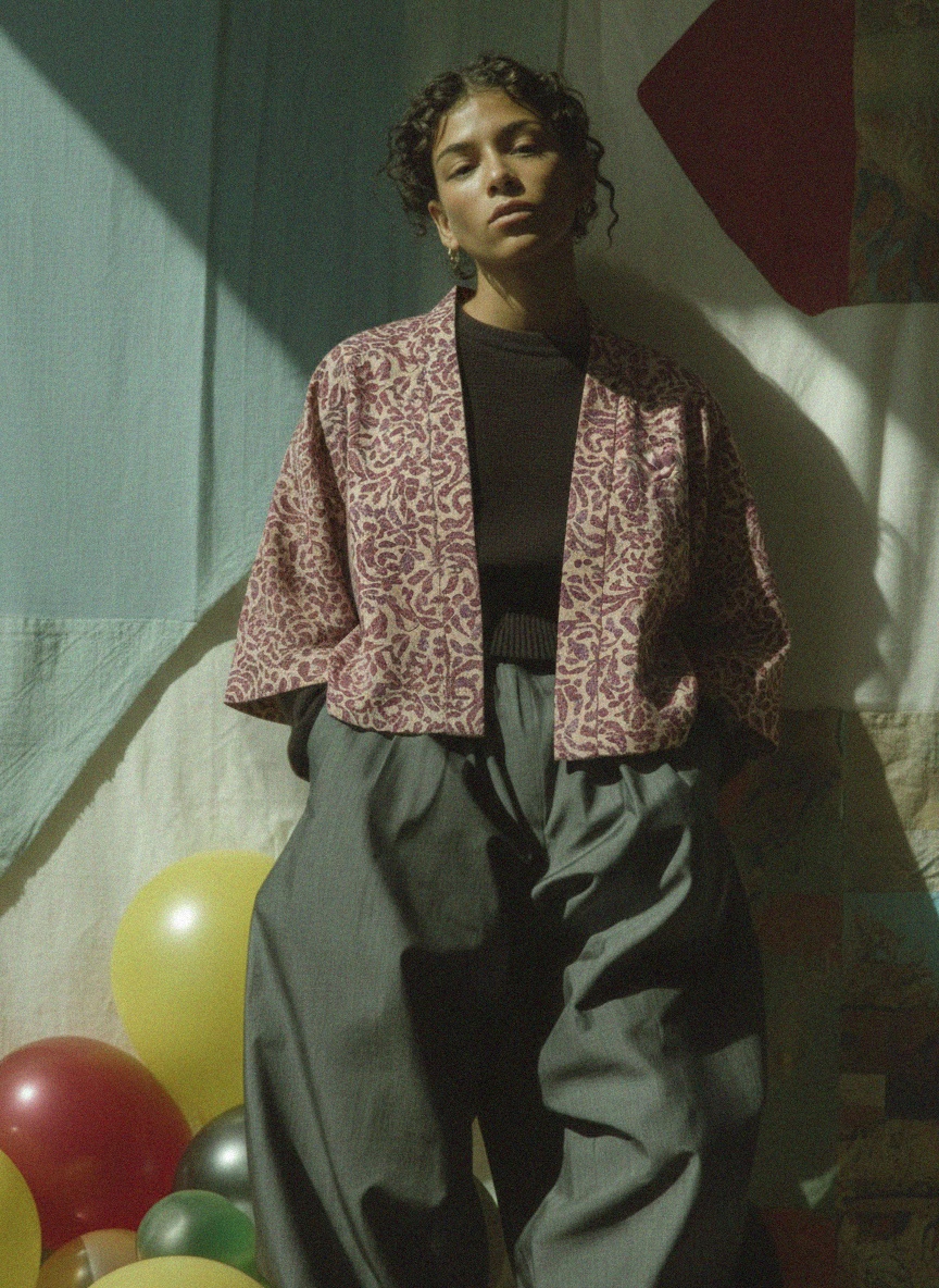 Relaxed Fit Patterned Short Jacket zdjęcie 3