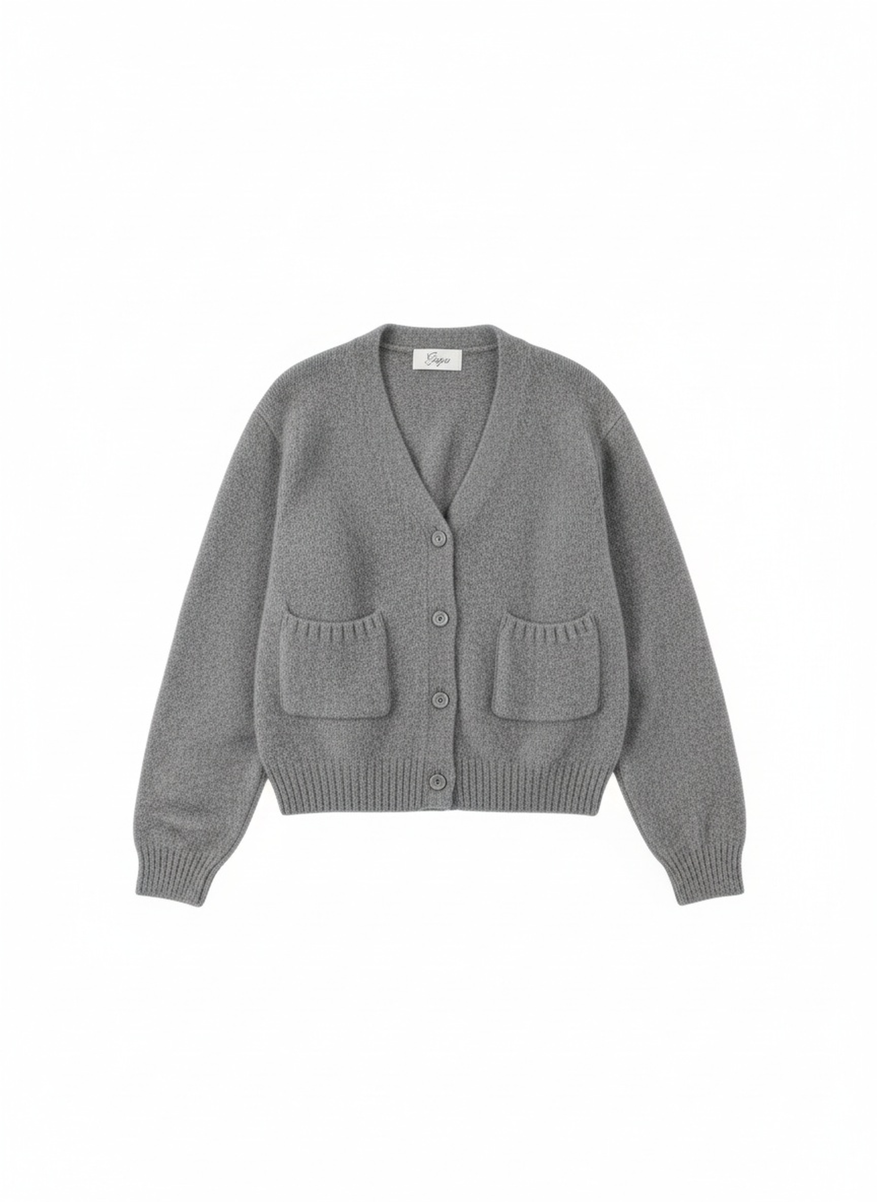Classic Grey Knit Cardigan with Front Pockets zdjęcie 1
