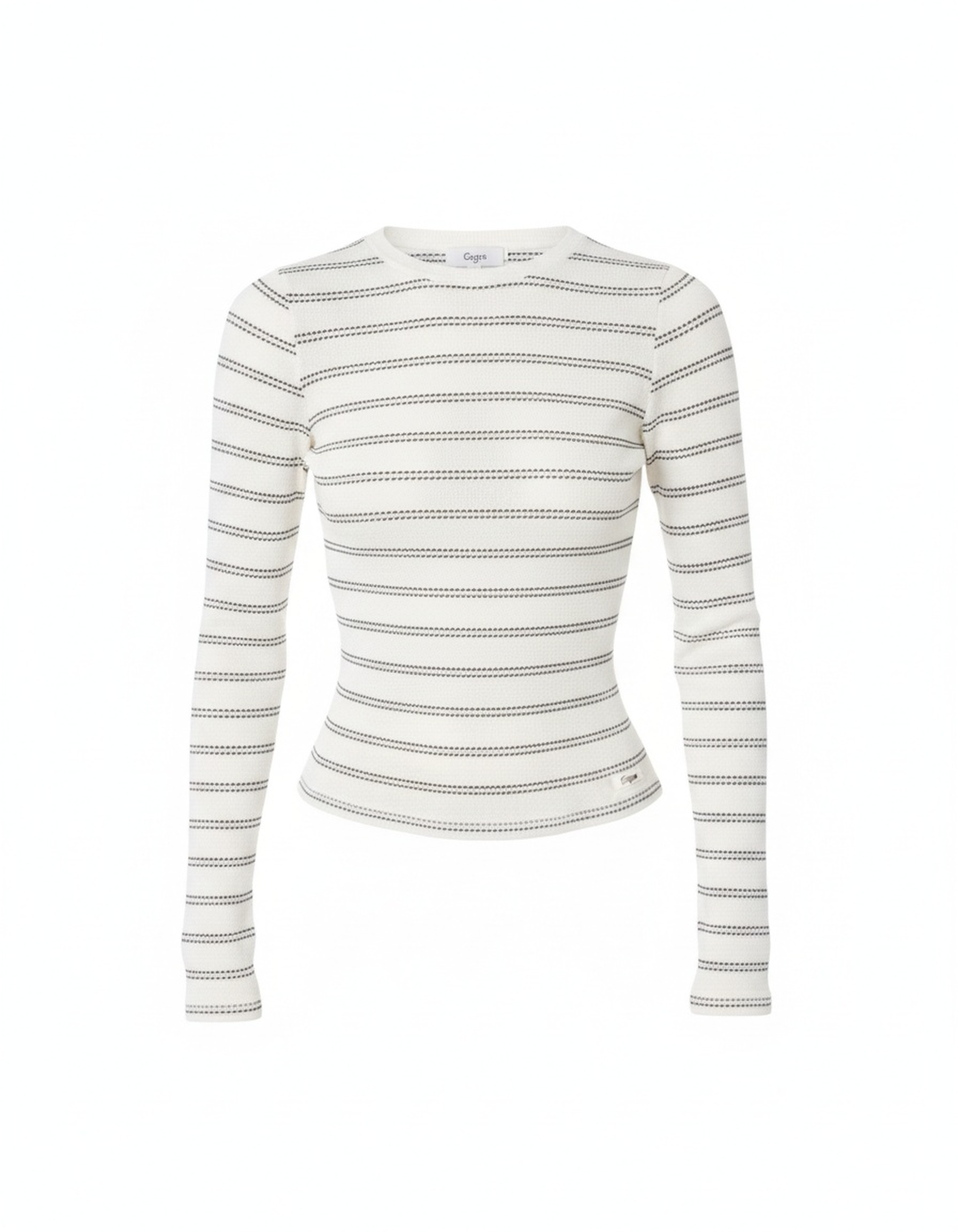 Fitted Striped Knit Long Sleeve Top zdjęcie 1