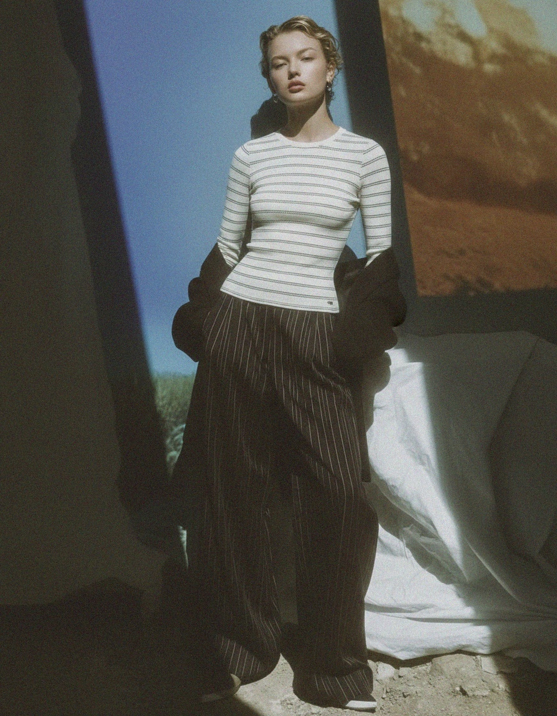 Fitted Striped Knit Long Sleeve Top zdjęcie 2