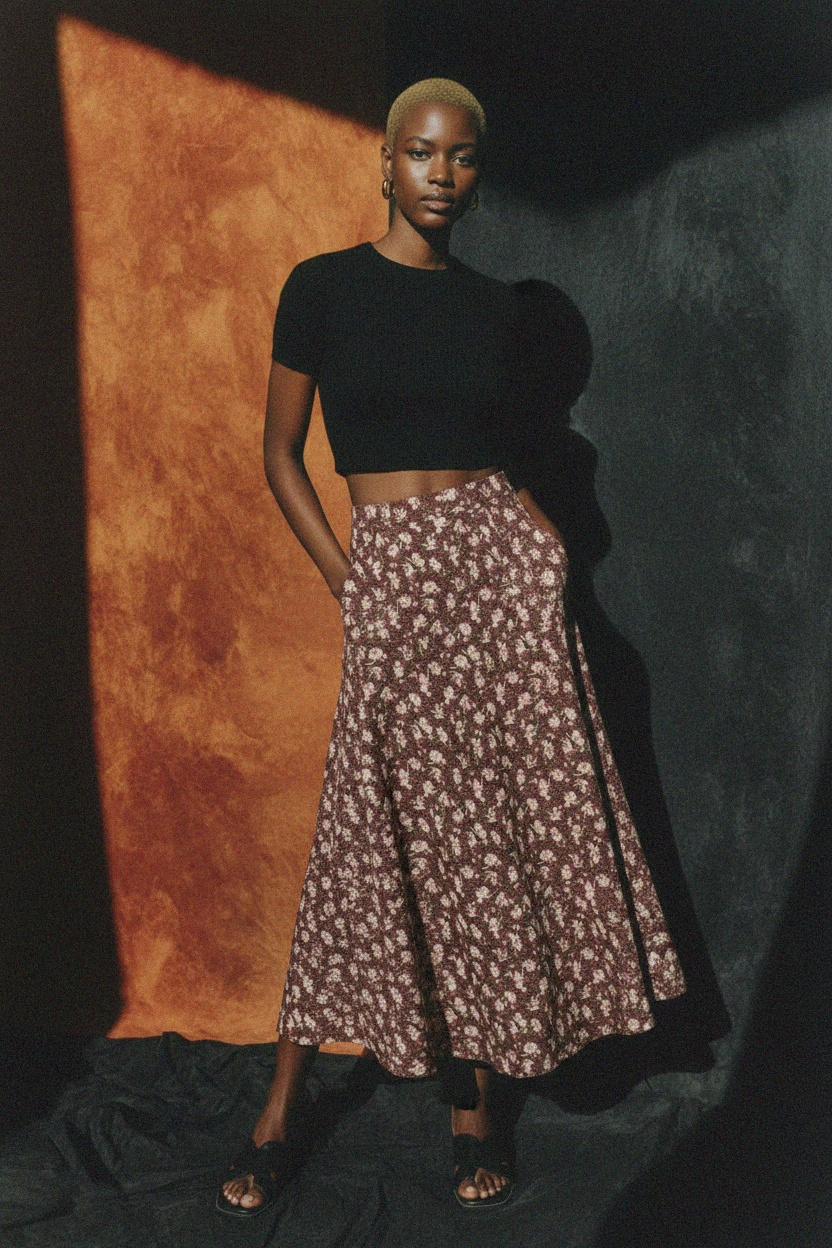 Flowy Floral Print Maxi Skirt zdjęcie 3