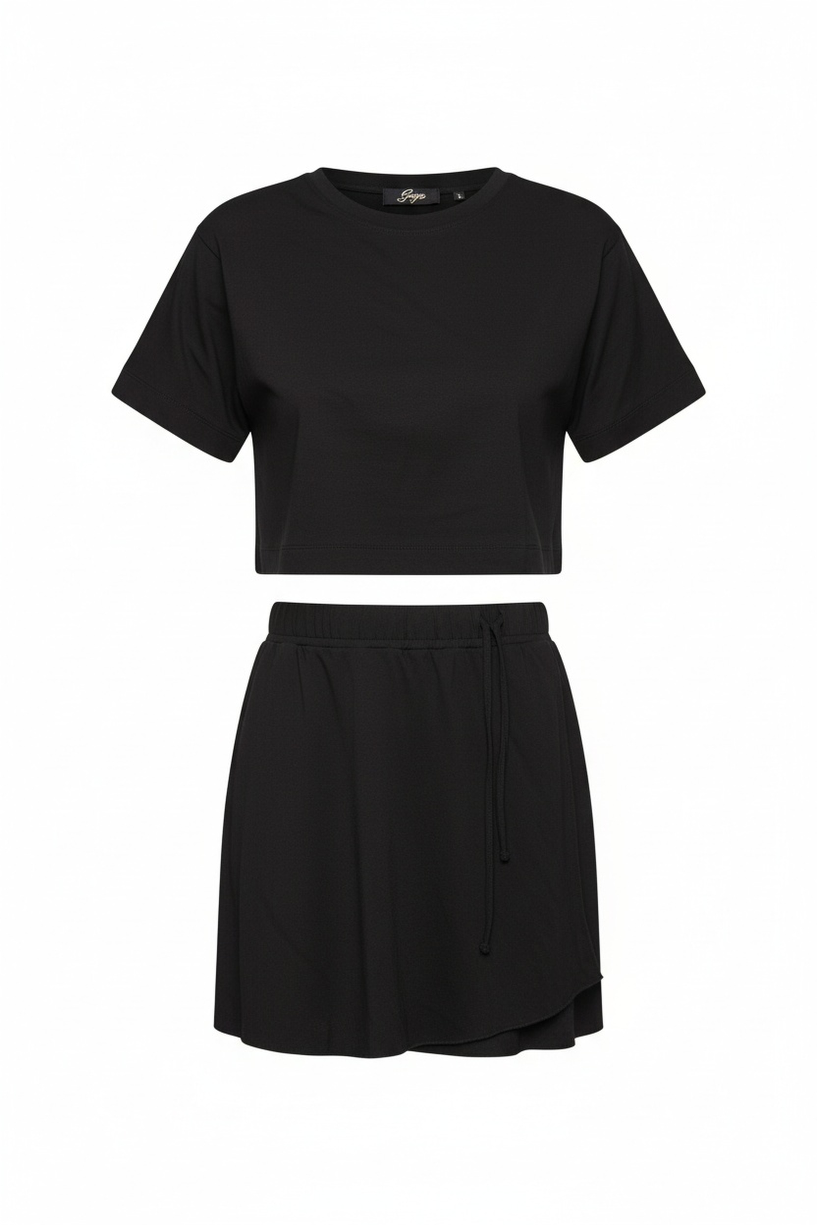 Black Crop Top & Mini Skirt Co-ord Set zdjęcie 1